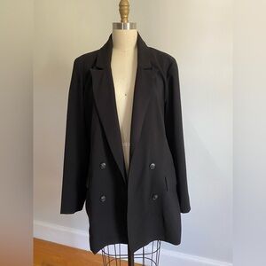 Rachel Zoe | Black Blazer | Open Front, Faux Double Breast, Some Stretch | Sz XL